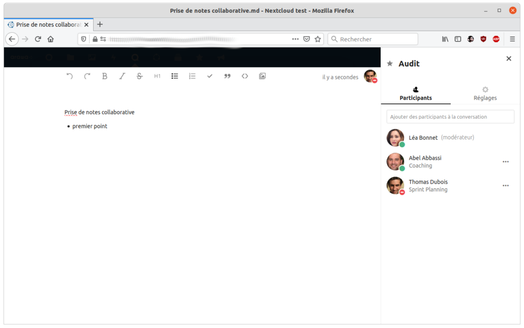 Les améliorations de Nextcloud Hub version 20 (2/2) 2 Édition collaborative de Markdown dans Talk