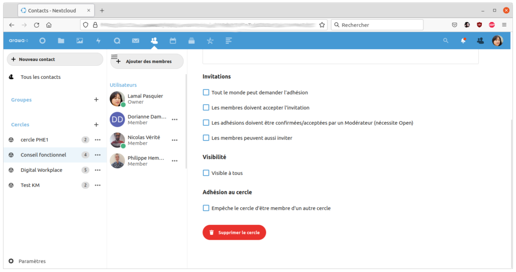 arawa nextcloud 22 cercles2