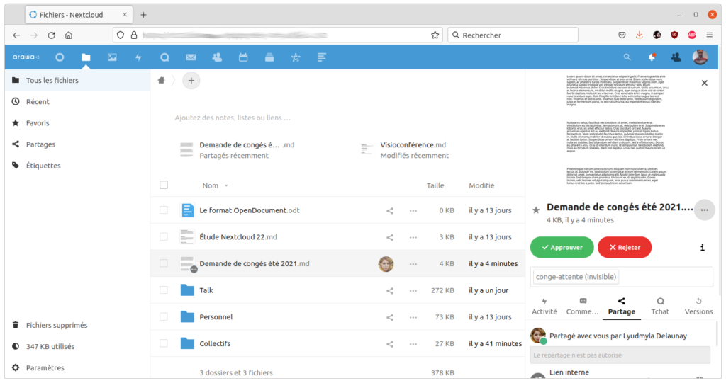 arawa nextcloud 22 workflows approbation1