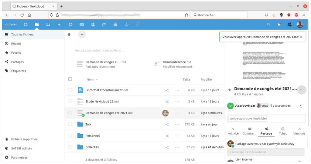 arawa nextcloud 22 workflows approbation2