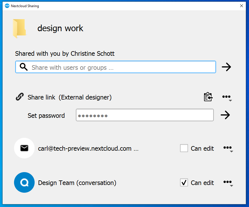 Nextcloud 23 : renforcez la collaboration avec votre écosystème 8 Partager avec une conversation Talk depuis son explorateur de fichiers