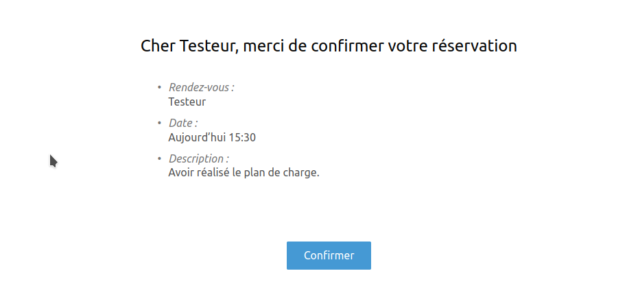 Nextcloud 23 : renforcez la collaboration avec votre écosystème 20 Confirmez la réservation d'un créneau