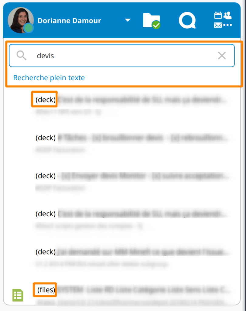 Nextcloud 23 : renforcez la collaboration avec votre écosystème 7 Recherche plein texte dans le nouveau client desktop