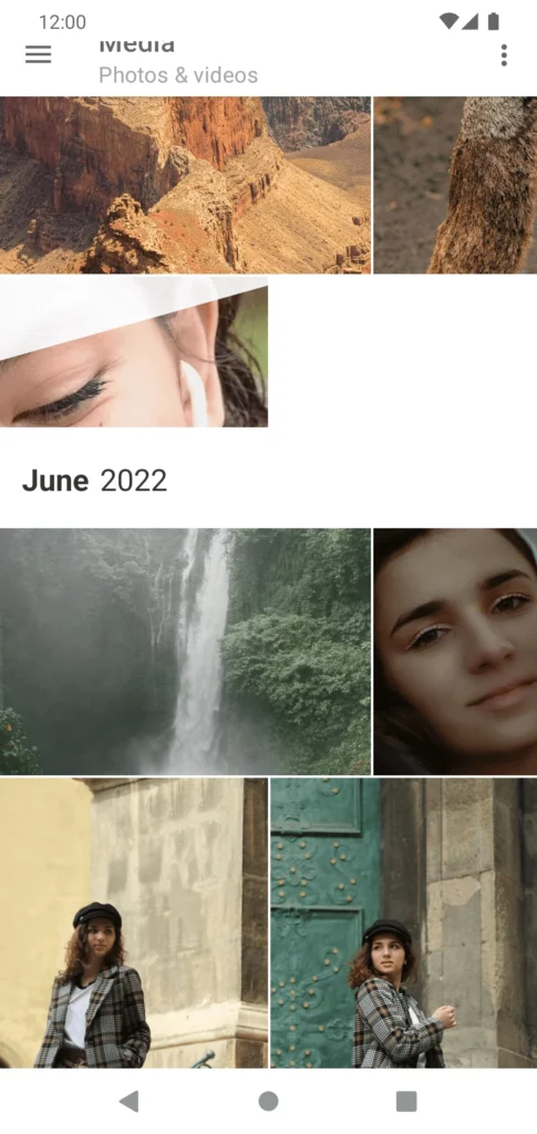 Interface photos du client nextcloud pour android