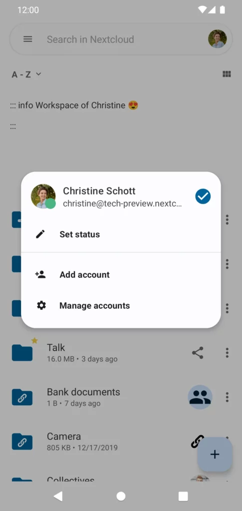 Nouvelle interface arrondie du client Nextcloud pour Android