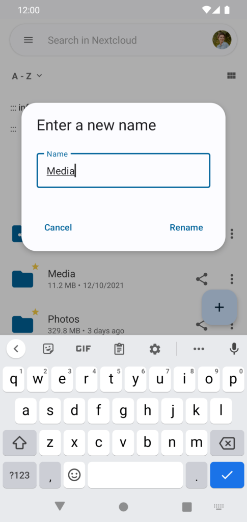 Nouvelle interface arrondie du client Nextcloud pour Android