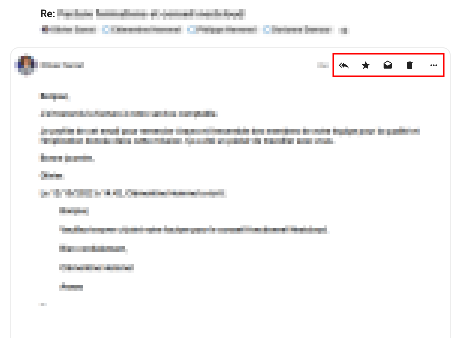 Détail des nouveautés de Nextcloud 25 (Hub 3) 19 Menu d'action rapides de Nextcloud Mail (rédaction d'une réponse, mise en favoris, marquage comme non lu, suppression, et plus d'action ⋅⋅⋅)