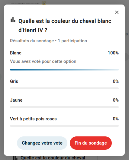 Rendu visuel des résultats d'un sondage.