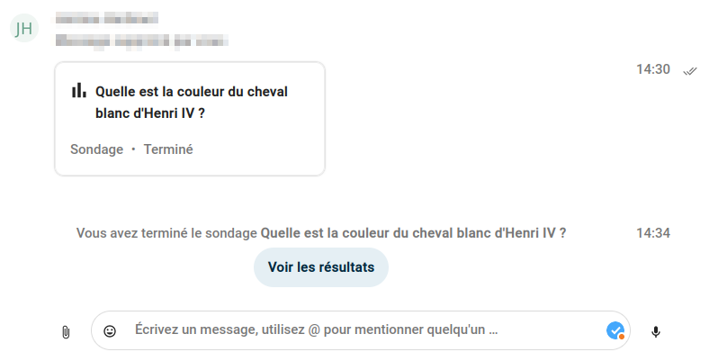 Présentation des sondages lorsque ceux-ci ont pris fin.