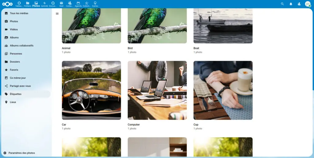 Application Photo de Nextcloud 25 et reconnaissance du contenu des photos