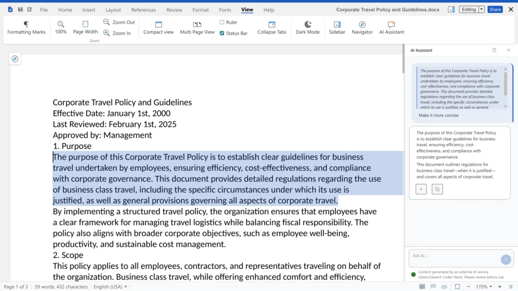 Principales nouveautés de Nextcloud Hub 26 Spring (v. 34) 13 nextcloud hub 26 spring office ai chat sidebar scaled 2
