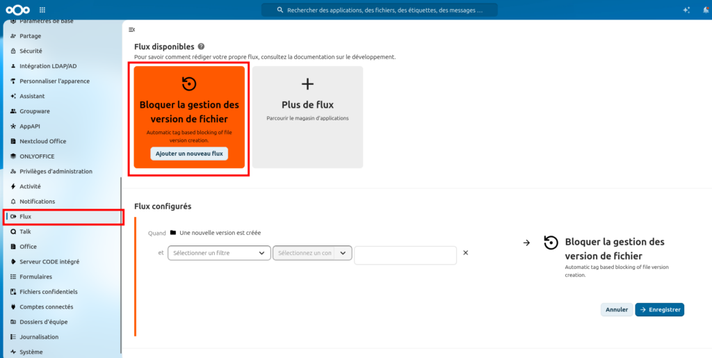 Principales nouveautés de Nextcloud Hub 26 Spring (v. 34) 7 test flux